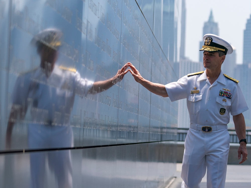 Vice Adm. Doug Perry Honors 9/11 Victims at Empty Sky Memorial During Fleet Week New York