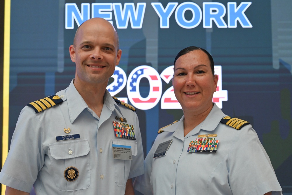 Coast Guard members attend closing bell at New York Stock Exchange for Fleet Week 2024