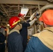 Sailors aboard the USS Howard conduct a general quarters drill in the South China Sea