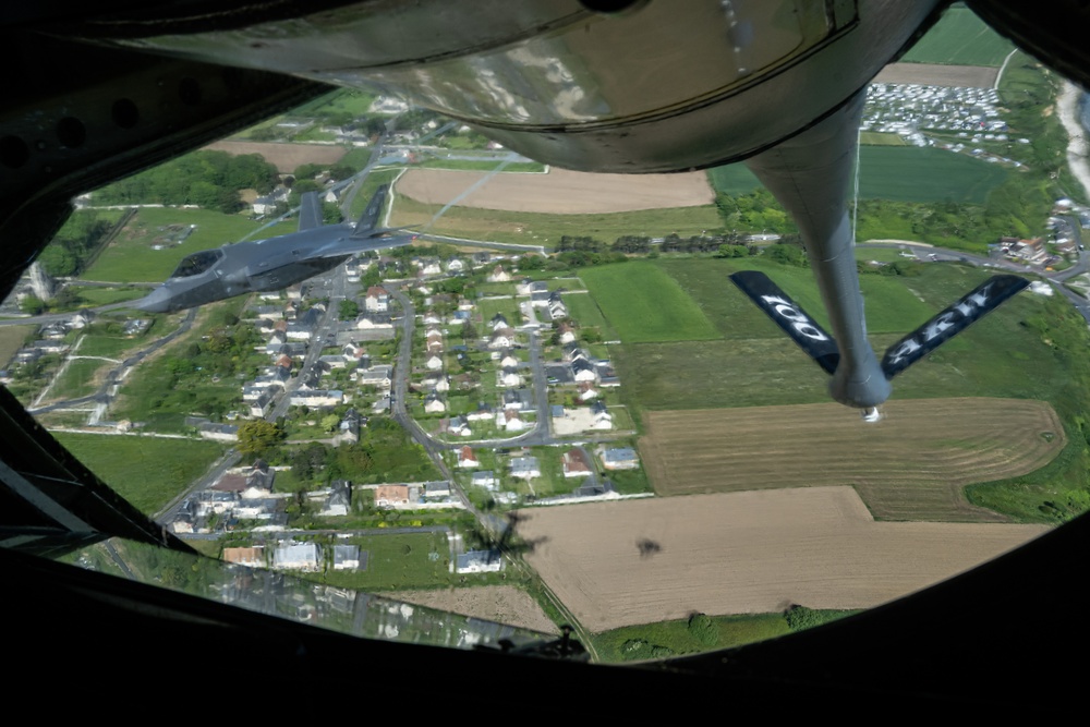 The 100th ARW, 48th FW and 305th AMW conduct Normandy flyover and aerial refueling