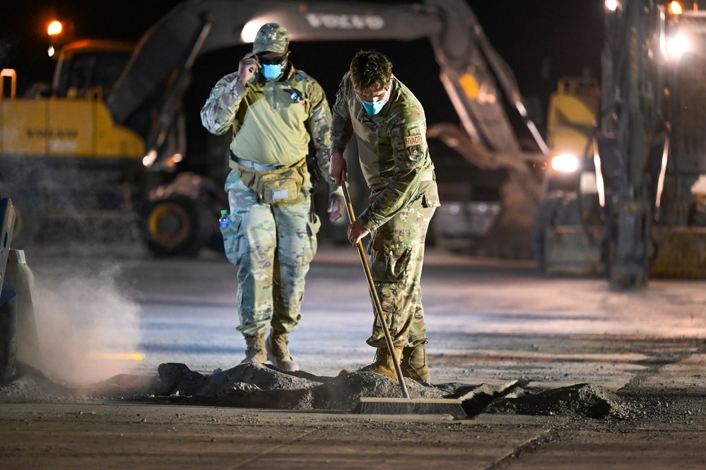 Civil Engineer Airmen conduct Rapid Airfield Damage Recovery Exercise