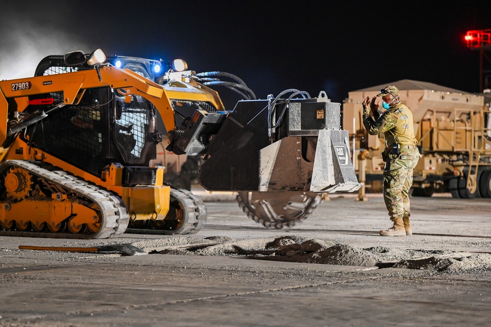 Civil Engineer Airmen conduct Rapid Airfield Damage Recovery Exercise