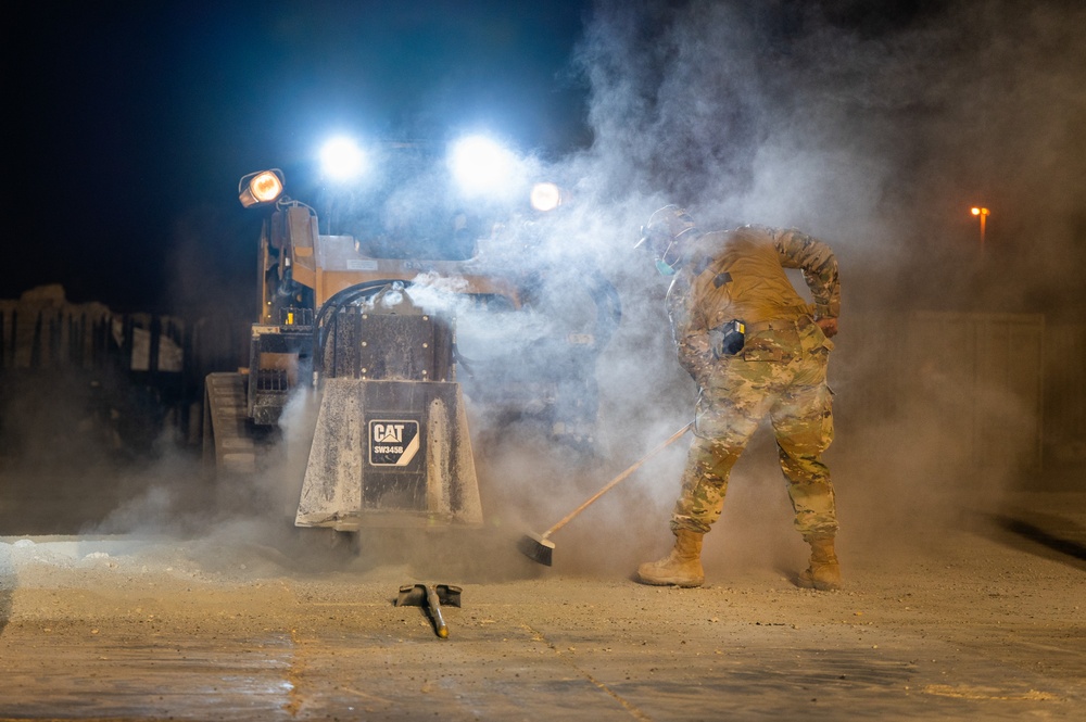 Civil Engineer Airmen conduct Rapid Airfield Damage Recovery Exercise