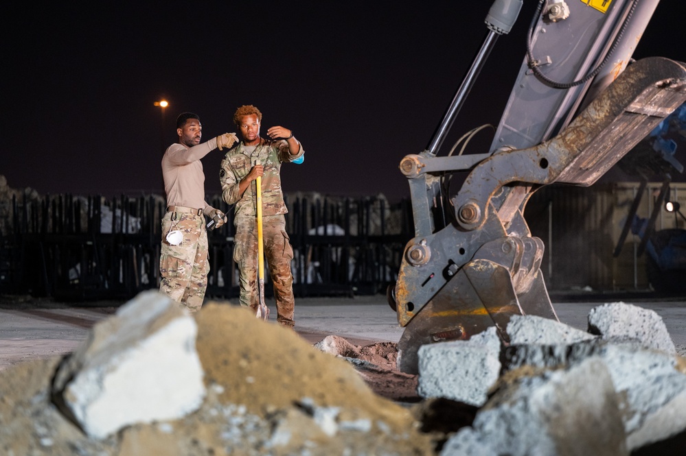 Civil Engineer Airmen conduct Rapid Airfield Damage Recovery Exercise