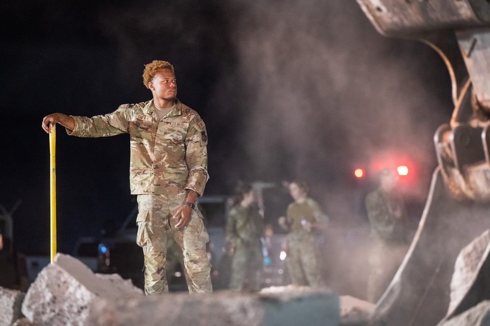 Civil Engineer Airmen conduct Rapid Airfield Damage Recovery Exercise