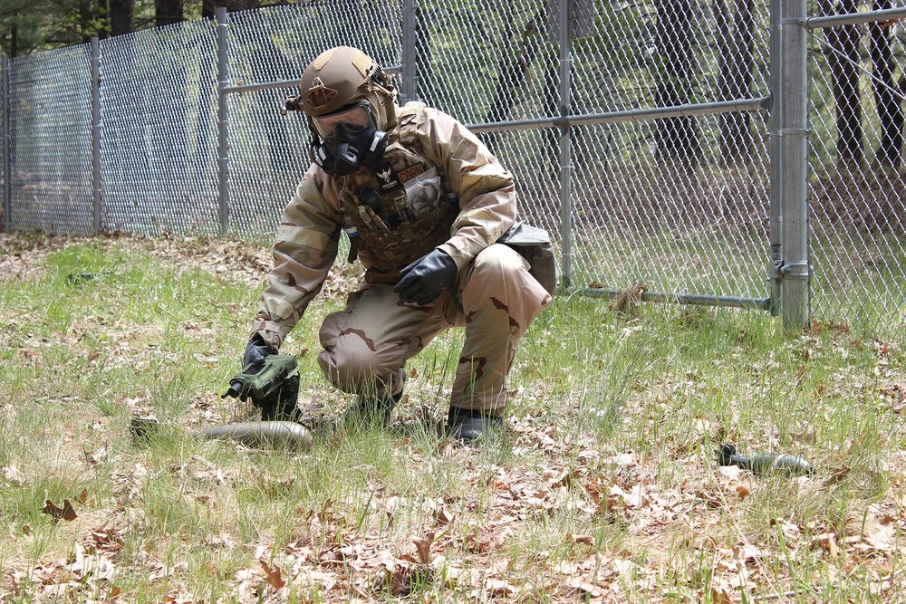 Emergency Management Airman monitors for hazards