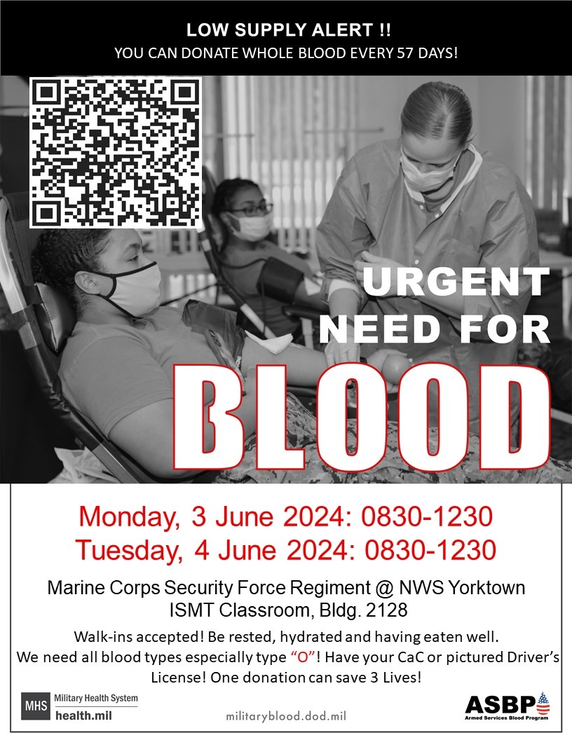 Marine Corps Security Force Regiment to host a blood drive