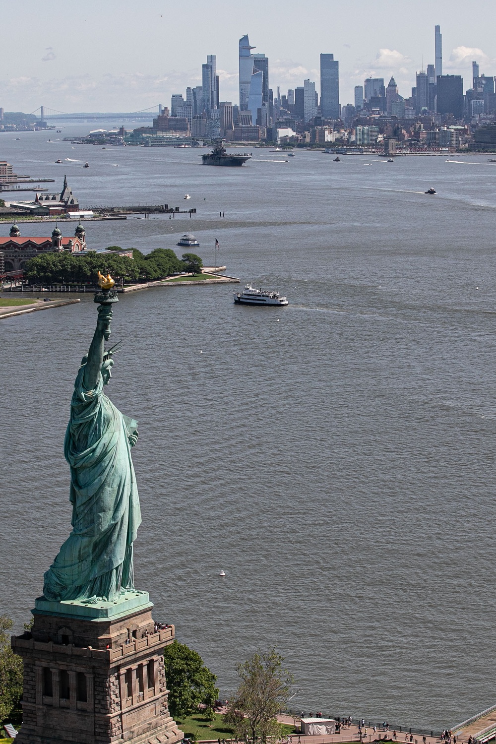 USS Bataan departs from New York City