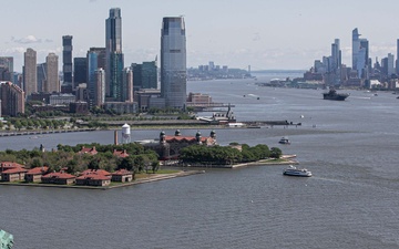 USS Bataan departs from New York City