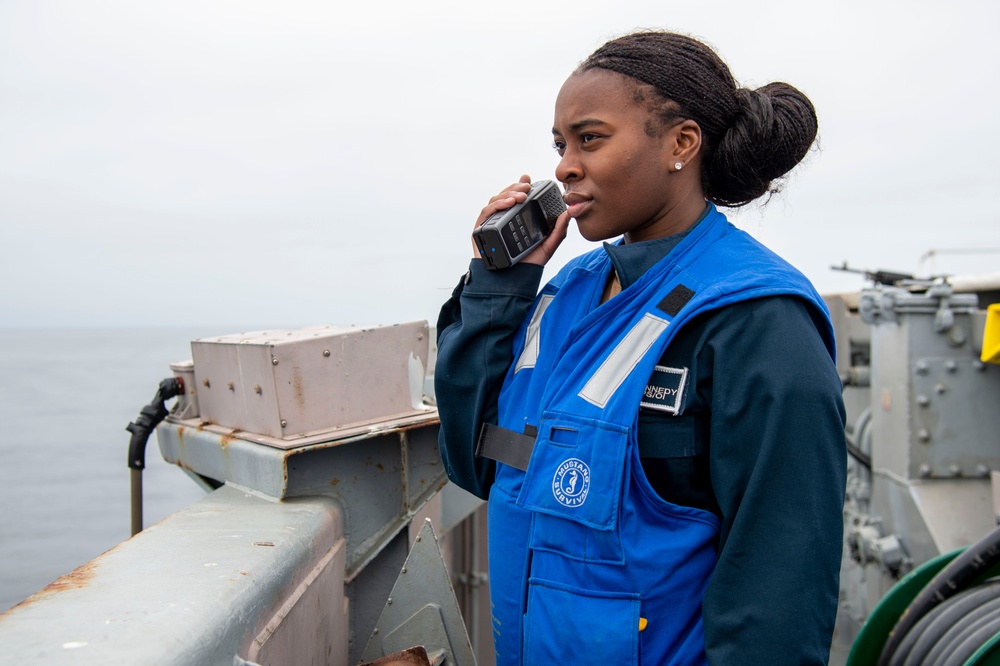 USS Carl Vinson Sailor Stands Lookout Watch