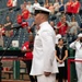 U.S. Navy Band Country Current Bluegrass Ensemble performs before &quot;Navy Day&quot; at the Nationals stadium