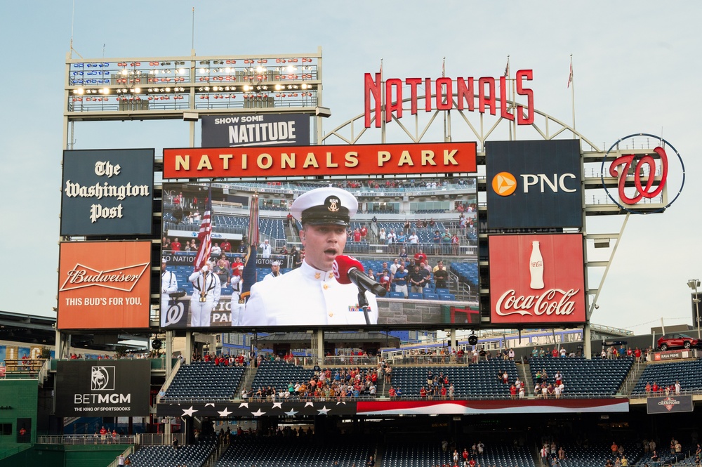 U.S. Navy Band Country Current Bluegrass Ensemble performs before &quot;Navy Day&quot; at the Nationals stadiumU.S. Navy Band Country Current Bluegrass Ensemble performs before &quot;Navy Day&quot; at the Nationals stadium