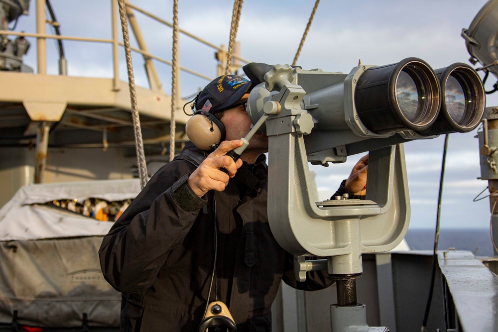 Sailors stand watch during flight operations