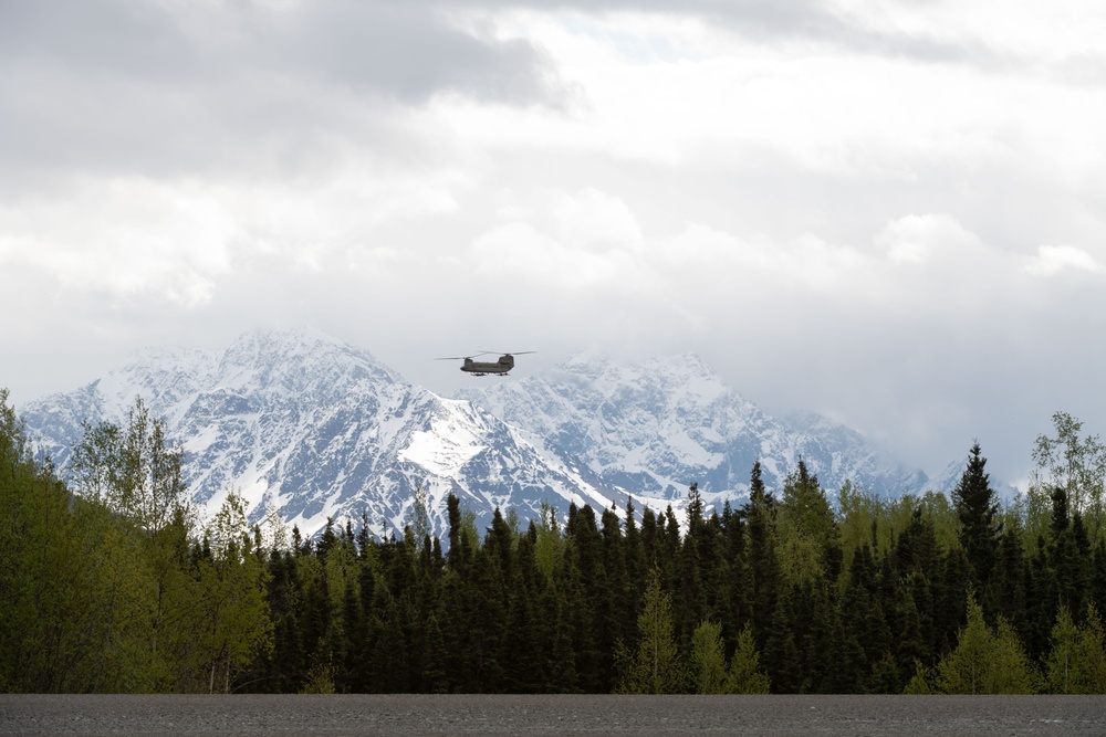 Alaska Army National Guard Chinooks participate in Memorial Jump