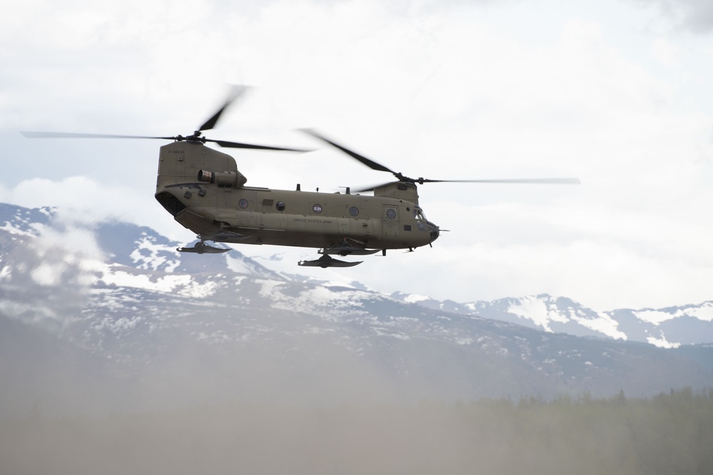 Alaska Army National Guard Chinooks participate in Memorial Jump