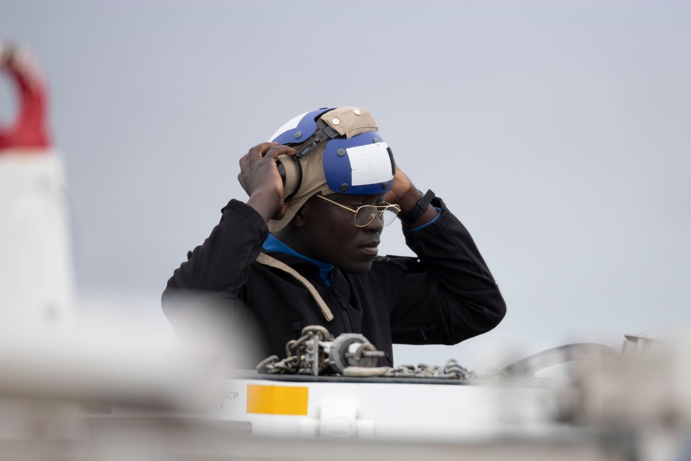 USS Tripoli Conducts Maintenance on Flight Deck Equipment