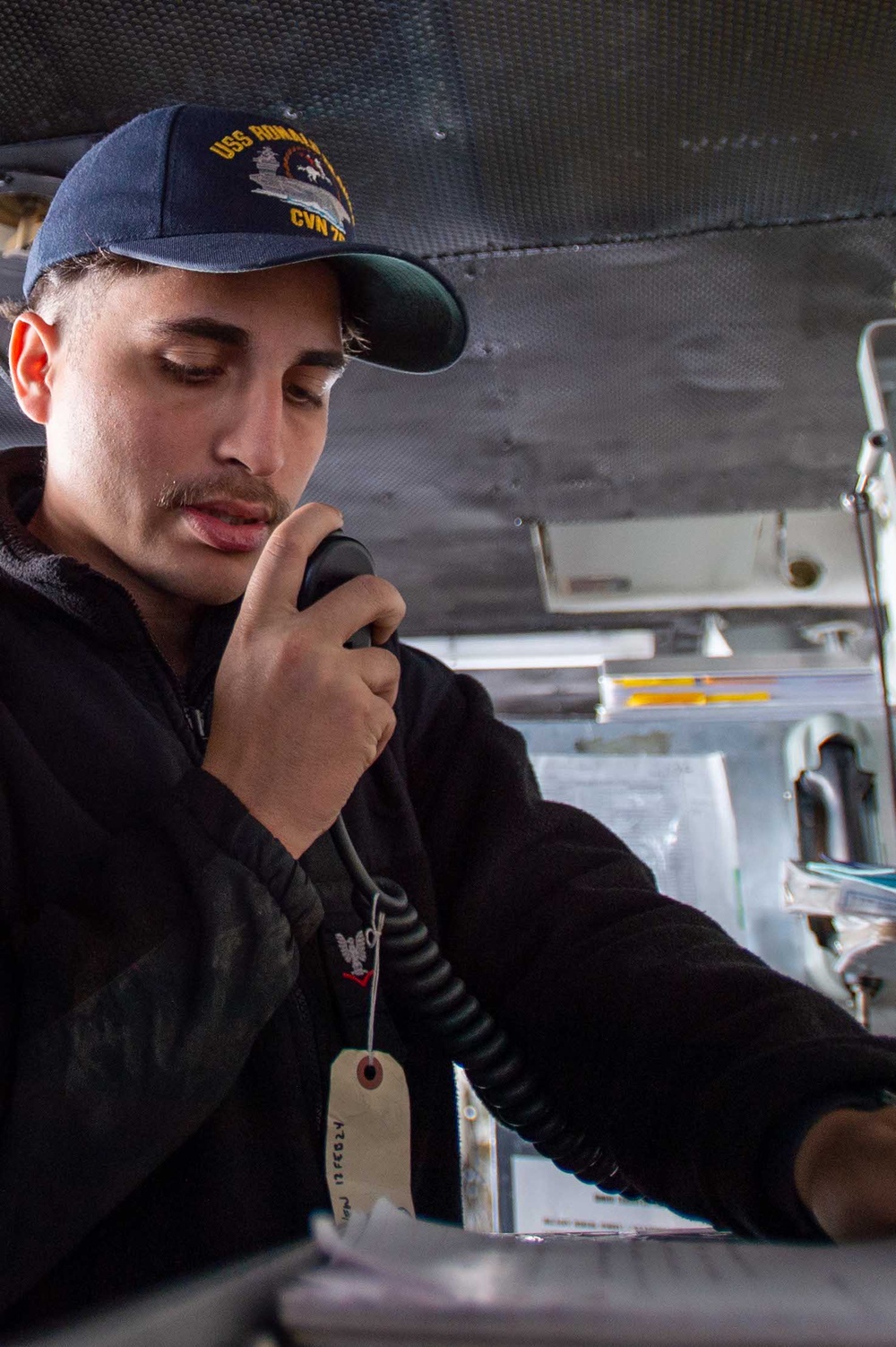 USS Ronald Reagan (CVN 76) Sailors stand watch in the pilot house