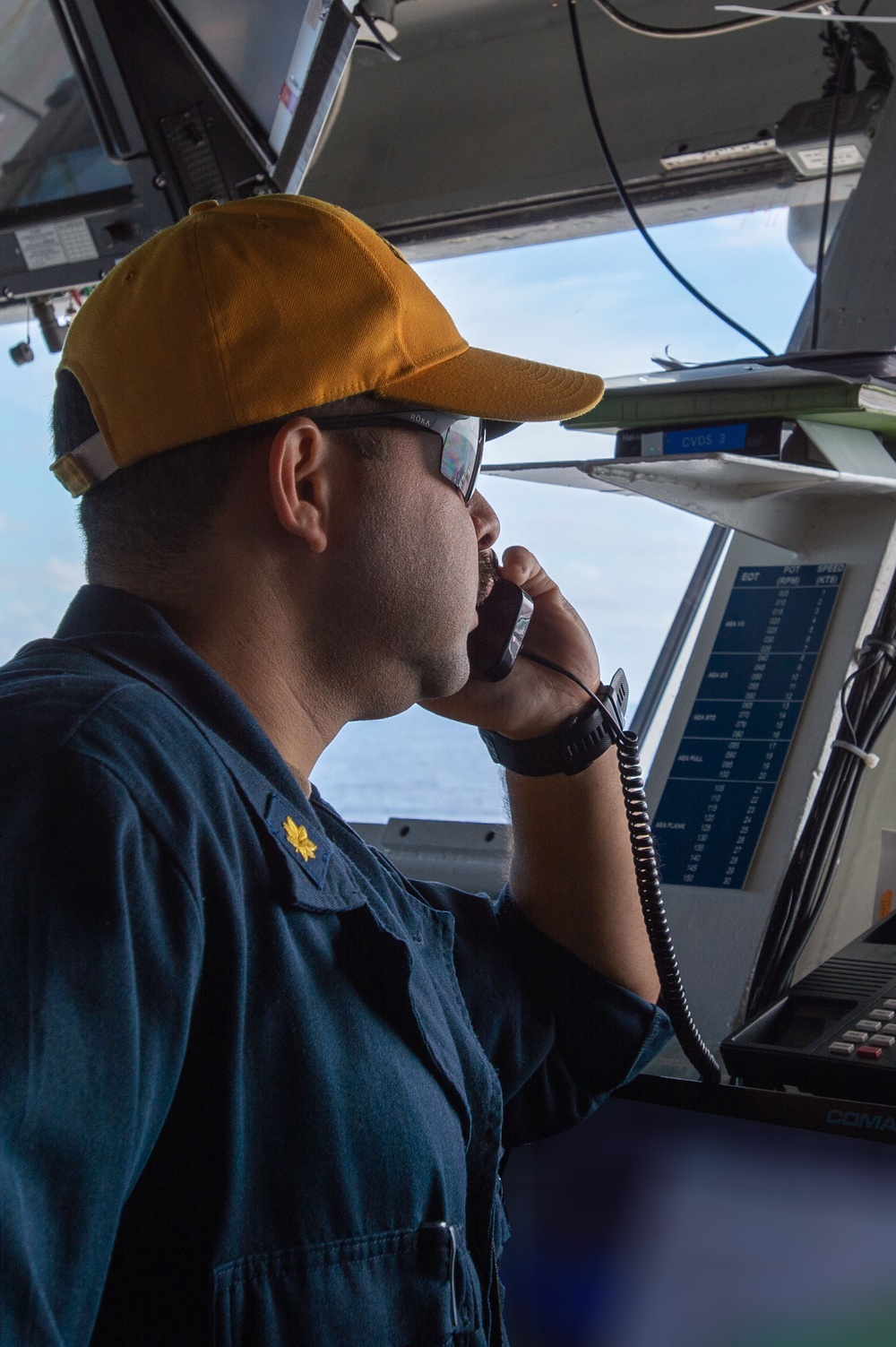 USS Ronald Reagan (CVN 76) Sailors stand watch in the pilot house