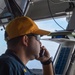 USS Ronald Reagan (CVN 76) Sailors stand watch in the pilot house