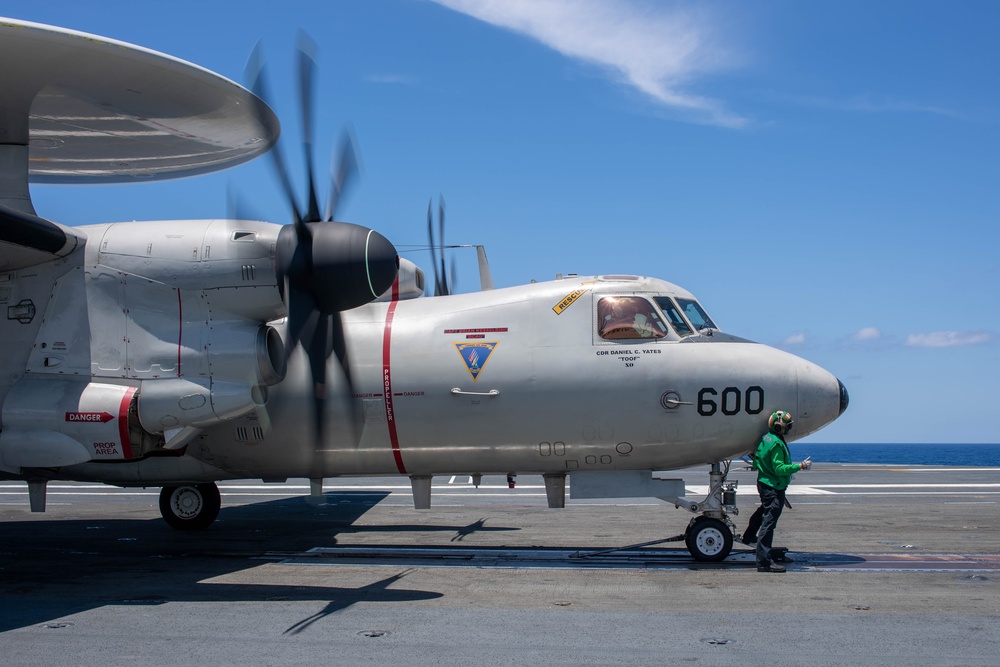 USS Ronald Reagan (CVN76) Sailors conduct flight deck operations