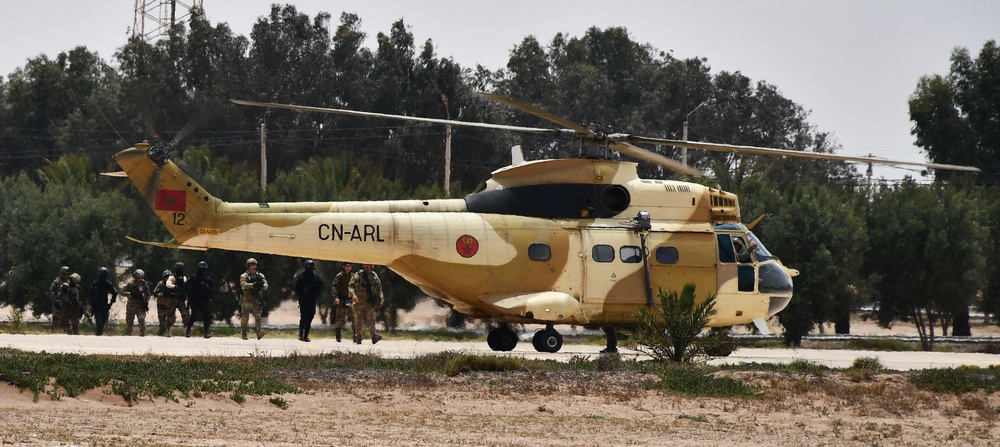 Moroccan Puma helicopter used for dynamic training in Tifnit