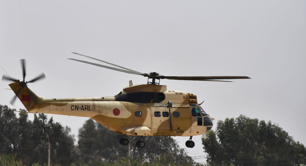 Moroccan Puma helicopter used for dynamic training in Tifnit