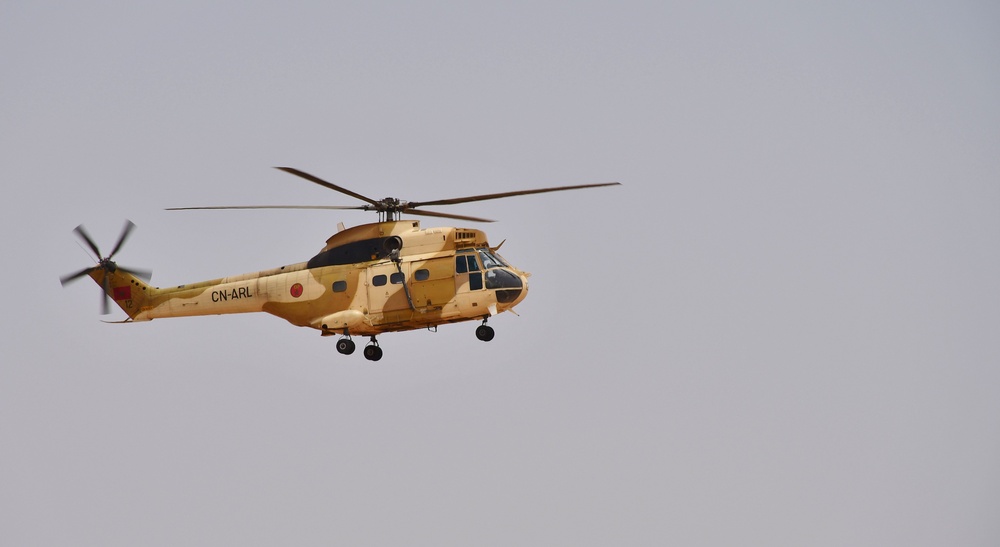 Moroccan Puma helicopter used for dynamic training in Tifnit