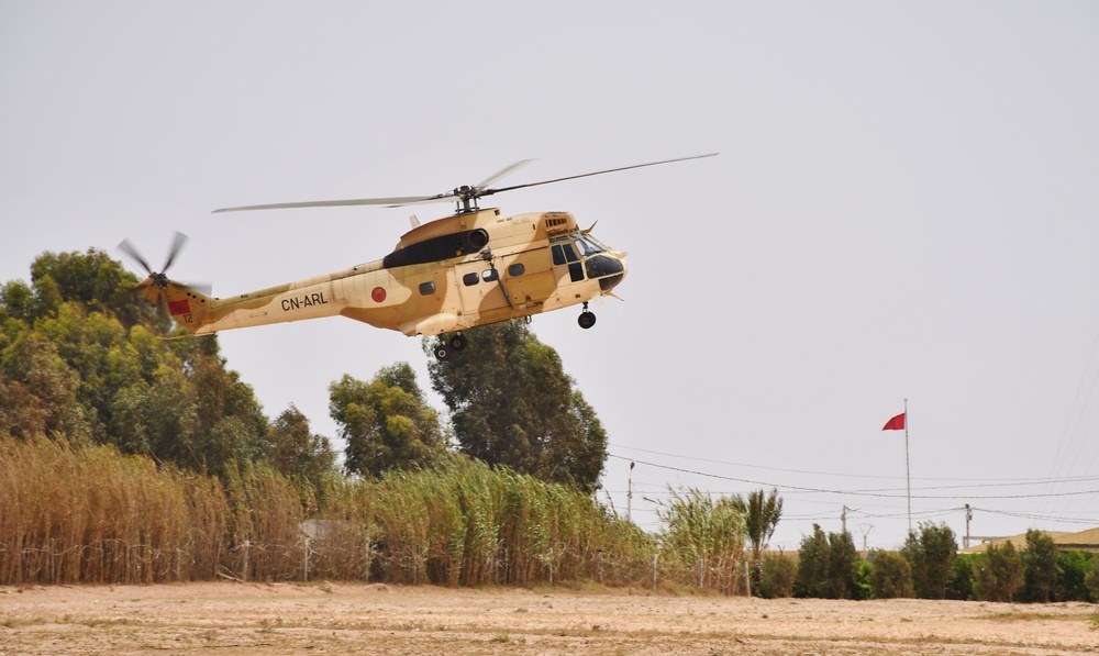 Moroccan Puma helicopter used for dynamic training in Tifnit