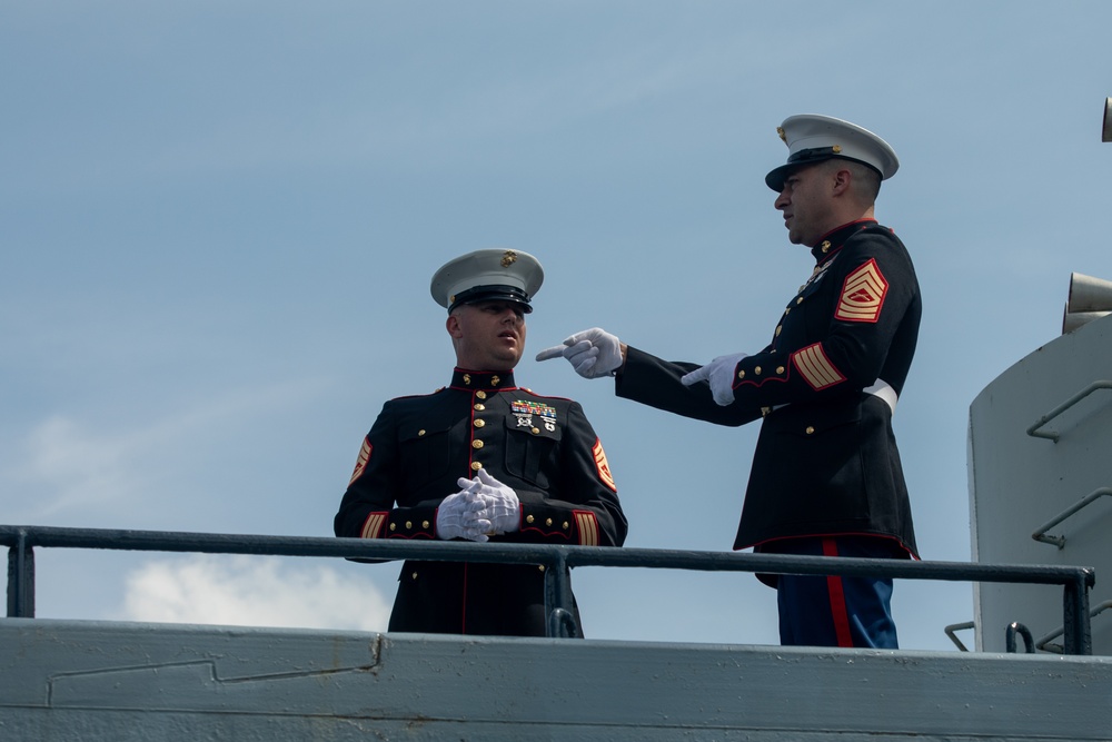 Marines participate in USS North Carolina's Memorial Day Observance Ceremony