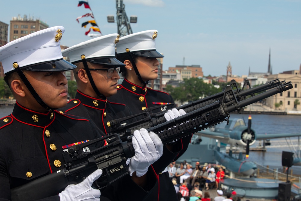 Marines participate in USS North Carolina's Memorial Day Observance Ceremony