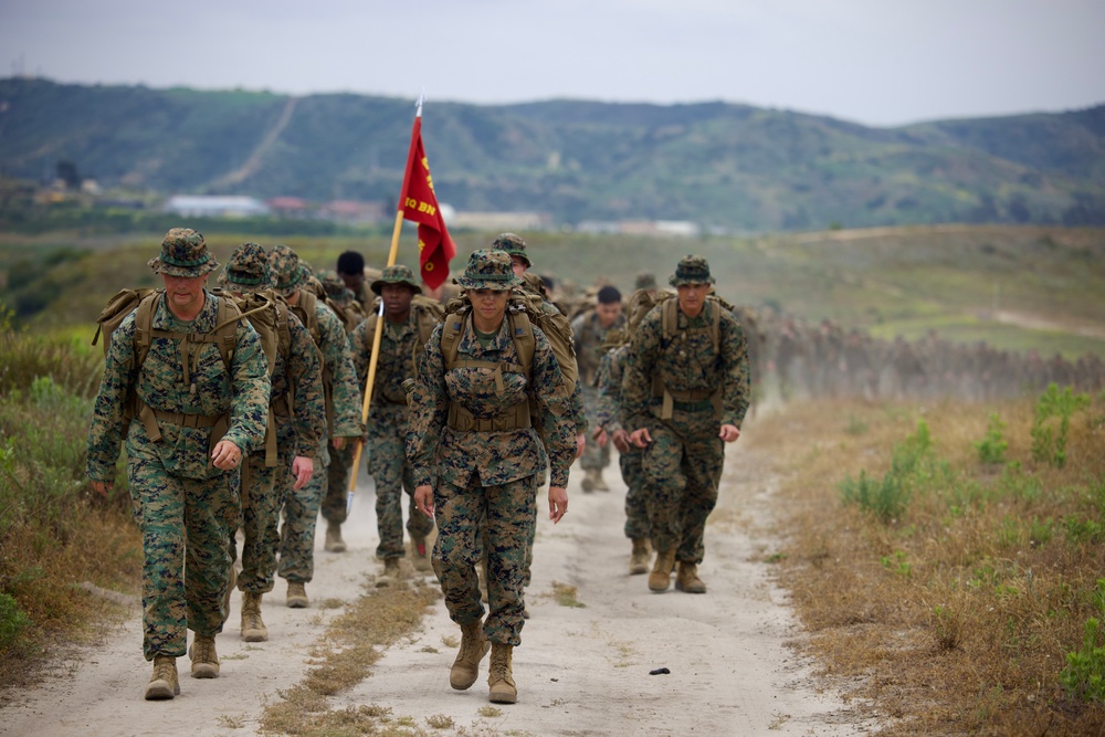HQ Bn. Marines hike it out