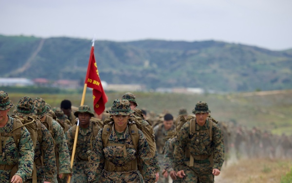 HQ Bn. Marines hike it out