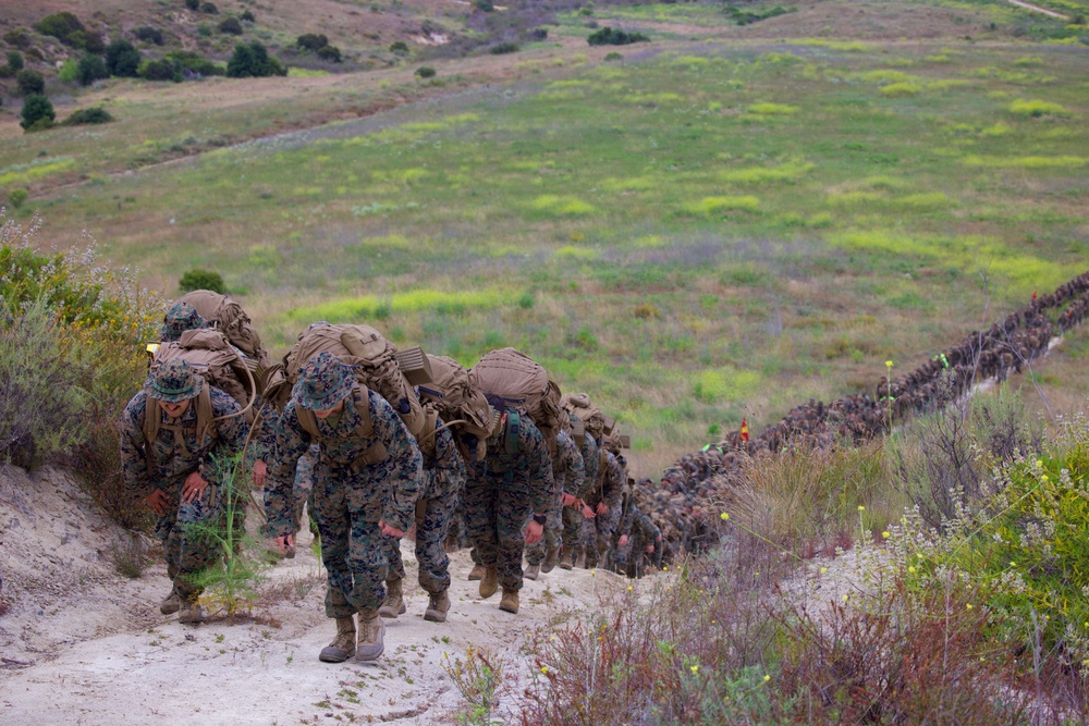 HQ Bn. Marines hike it out