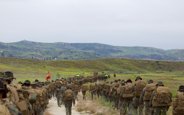 HQ Bn. Marines hike it out