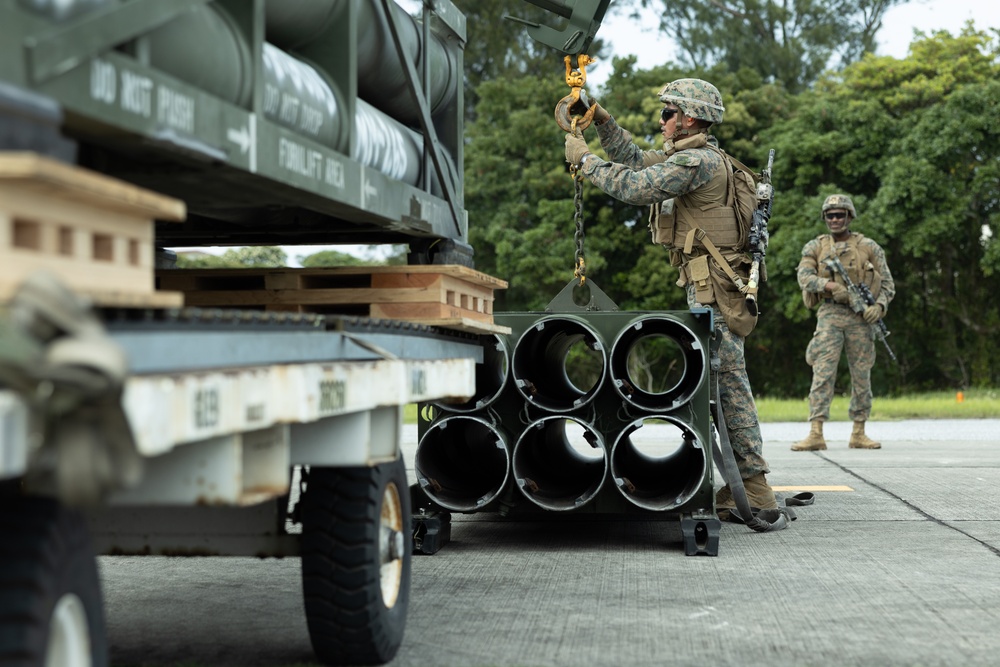 3/12 and VMM-265 Rehearse Aerial HIMARS Resupply