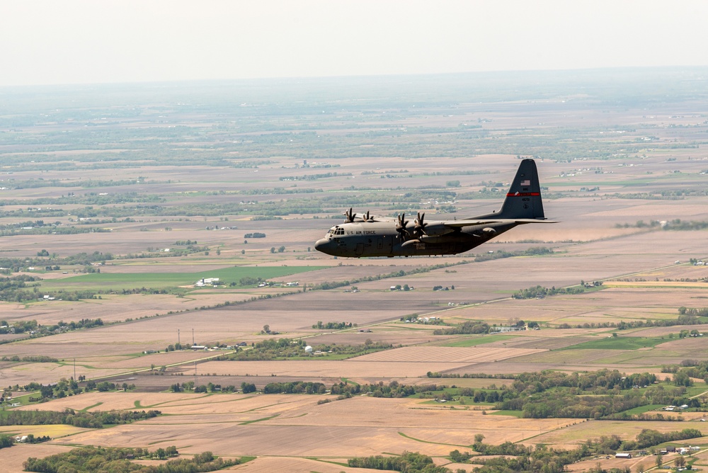 182nd Airlift Wing C-130H Hercules training sortie over Peoria, Ill., April 30, 2024