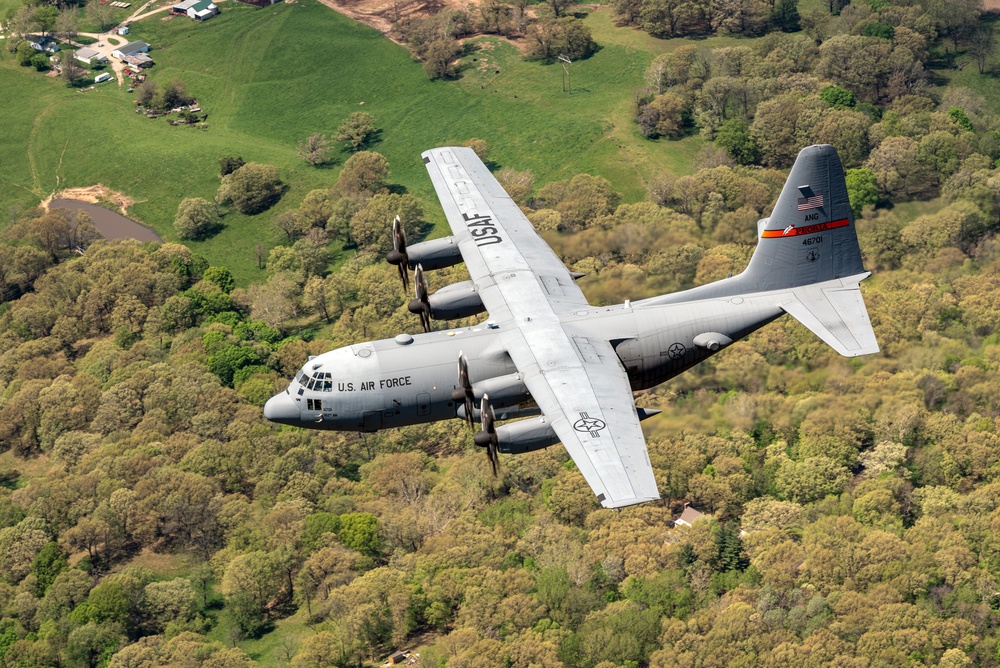 182nd Airlift Wing C-130H Hercules training sortie over Peoria, Ill., April 30, 2024