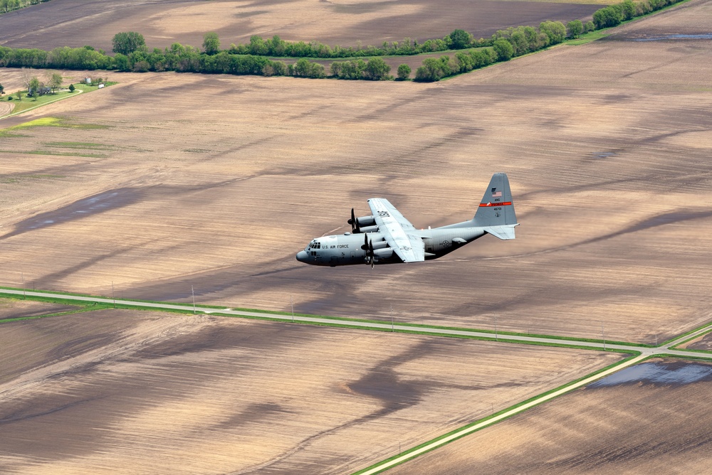 Illinois Air National Guard C-130H Hercules over Springfield, Ill., May 1, 2024