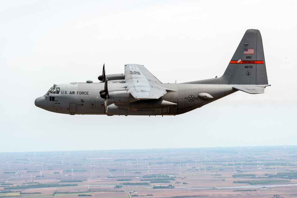 Illinois Air National Guard C-130H Hercules over Springfield, Ill., May 1, 2024