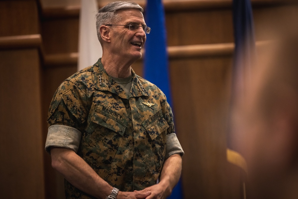 U.S. Marines with MCOTEA host a change of command ceremony