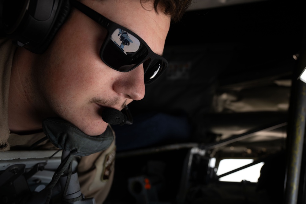 KC-135s refuel F-15s in U.S. Central Command