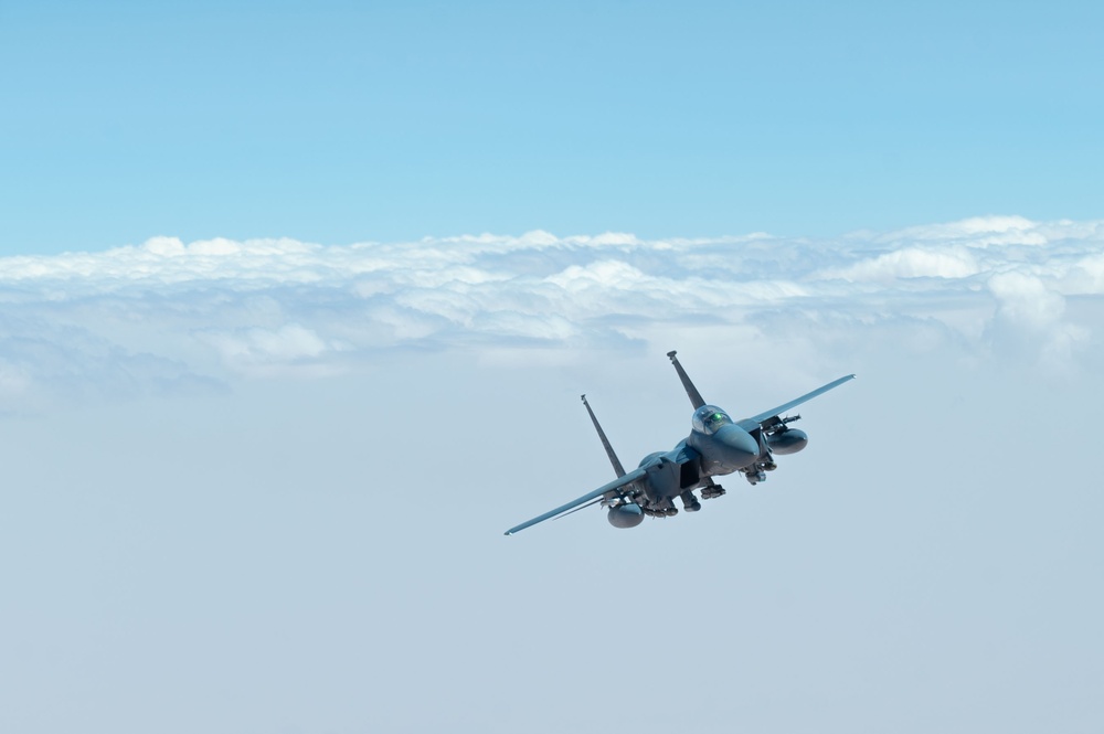 KC-135s refuel F-15s in U.S. Central Command