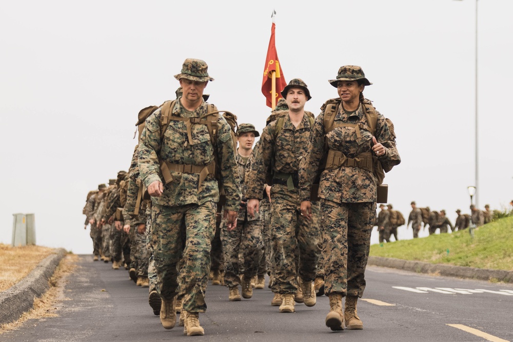 HQ Bn. Marines participate in 6-mile hike