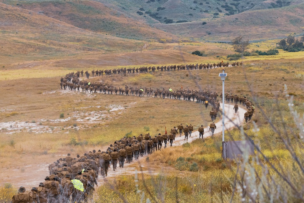 HQ Bn. Marines participate in 6-mile hike