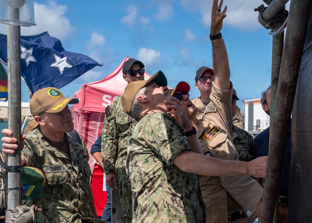 Adm. Stephen Koehler and Fleet Master Chief Davis visit USS Jefferson City (SSN 759) and Polaris Point, Naval Base Guam