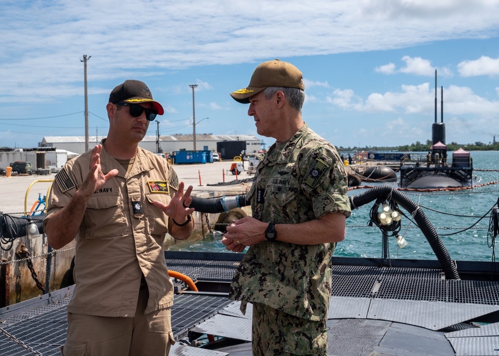 Adm. Stephen Koehler and Fleet Master Chief Davis visit USS Jefferson City (SSN 759) and Polaris Point, Naval Base Guam