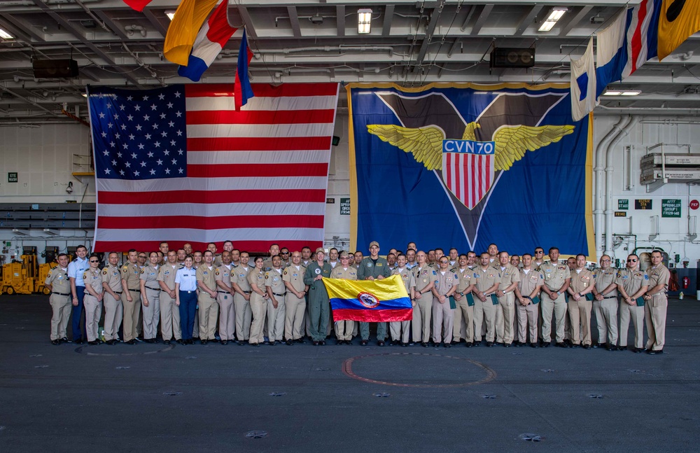 Colombian War College Tours USS Carl Vinson (CVN 70)