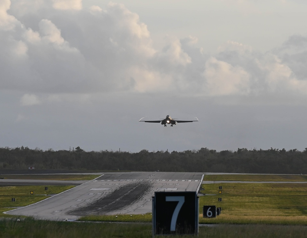37th Expeditionary Bomb Squadron B-1B Lancer lands at Andersen Air Force Base during BTF 24-6