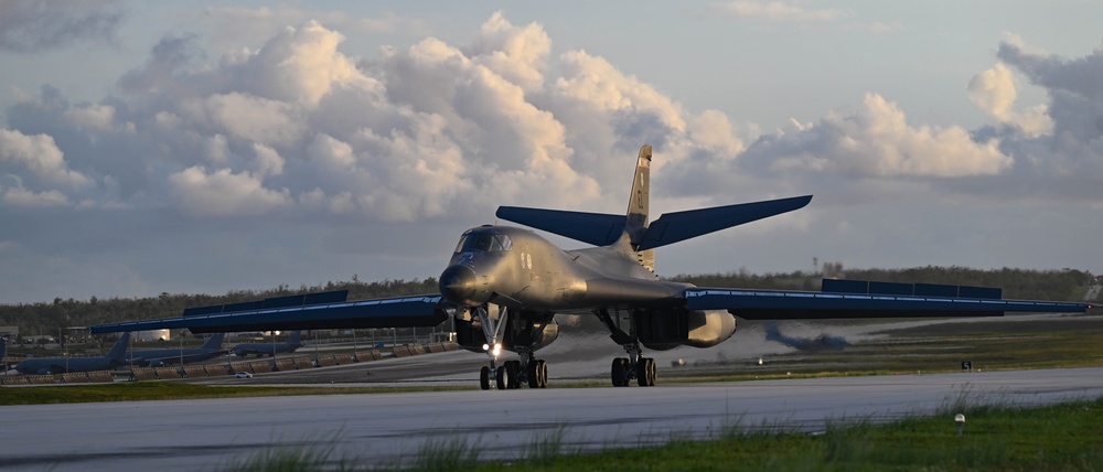 37th Expeditionary Bomb Squadron B-1B Lancer lands at Andersen Air Force Base during BTF 24-6