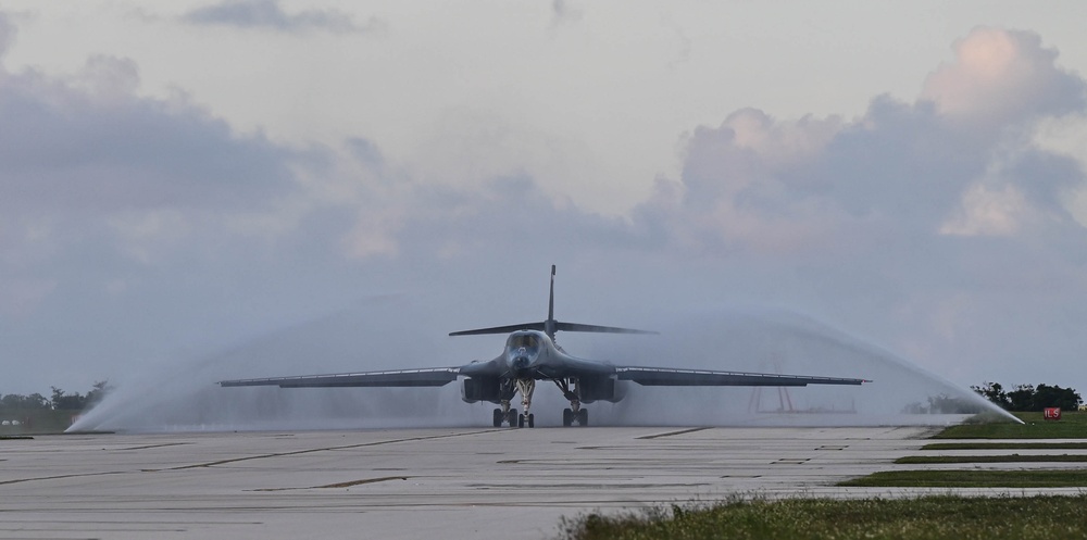 37th Expeditionary Bomb Squadron B-1B Lancer lands at Andersen Air Force Base during BTF 24-6